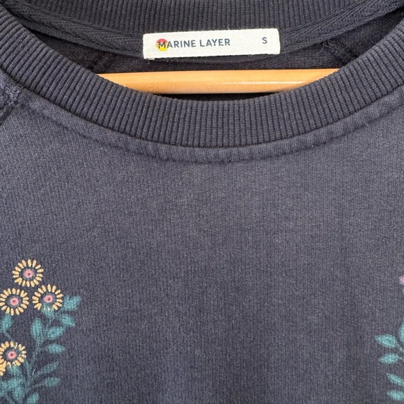 Marine Layer Floral Crewneck Sweatshirt Women’s Small Black Tencel Modal Soft - Picture 5 of 9